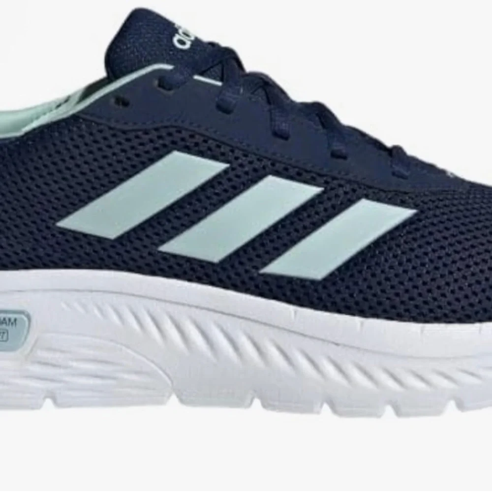 Adidas Ladies Cloud Foam Comfy Blue and White Sneakers with Breathable Mesh - Picture 7 of 10